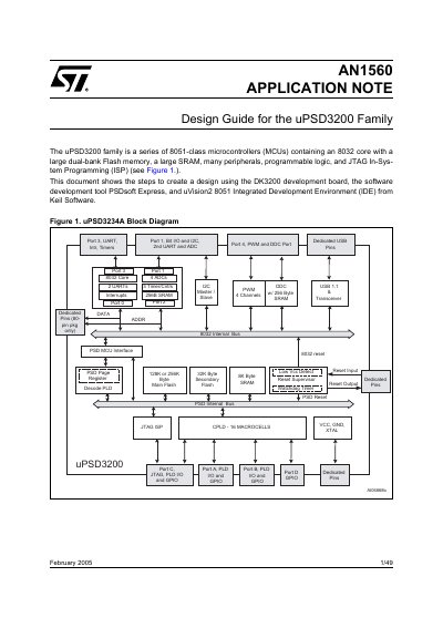 STMicroelectronics uPSD3200 Family Design Guide Application Note AN1560