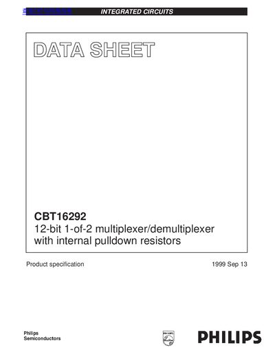 Philips CBT16292 12-bit 1-of-2 Multiplexer/Demultiplexer Datasheet - cover page