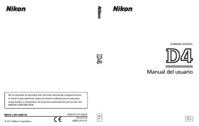 Nikon D4 Digital Camera User Manual - cover page
