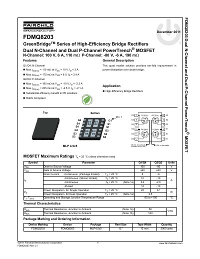 Fairchild FDMQ8203 GreenBridge Series Datasheet - cover page