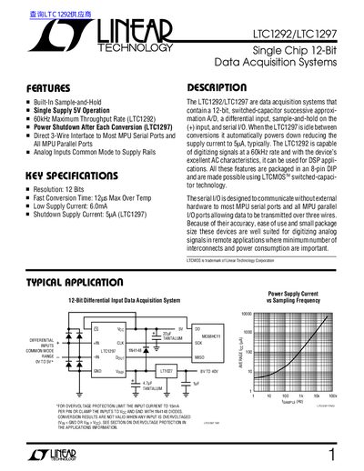 Linear Technology LTC1292/LTC1297 Data Acquisition System Datasheet