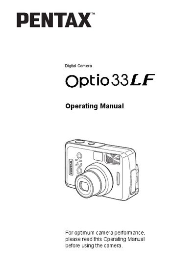 pentax digital option33LF operation manual - cover page