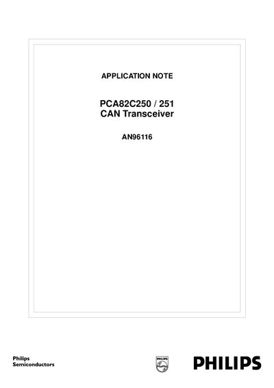 PHILIPS APPLICATION NOTE PCA82C250 251 CAN Transceiver AN96116 handbook - cover page