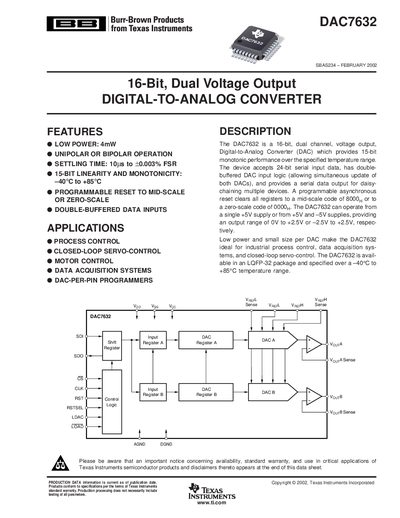 Texas Instruments DAC7632 Datasheet - cover page