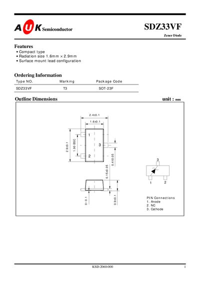 AK Semiconductor SDZ33VF Zener Diode Datasheet - cover page