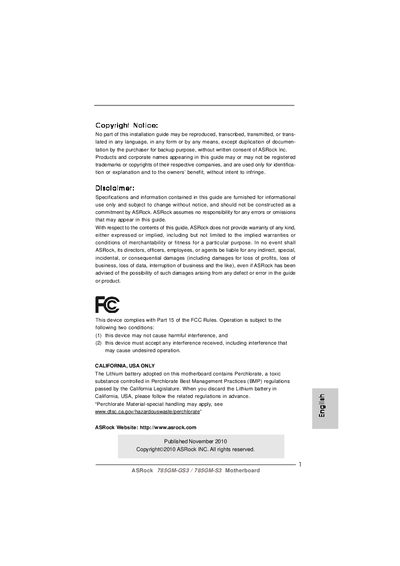 ASRock 785GM-GS3 / 785GM-S3 Motherboard Installation Guide - cover page