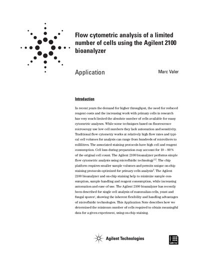Agilent 2100 Bioanalyzer Flow Cytometric Analysis Application Note - cover page