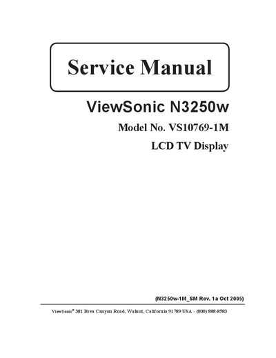 ViewSonic N3250w VS10769-1M LCD TV Display Service Manual - cover page