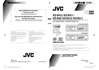 JVC KD-R412/KD-R411/KD-R35/KD-R312/KD-R311 CD Receiver User Manual - cover page