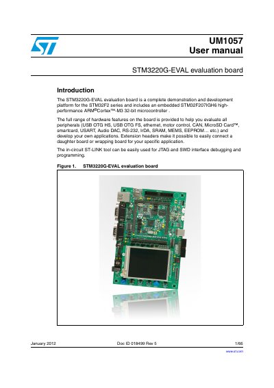 STM3220G-EVAL evaluation board UM1057 User manual
