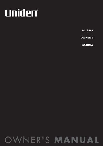 Uniden BC 898T Scanner Owner's Manual - cover page