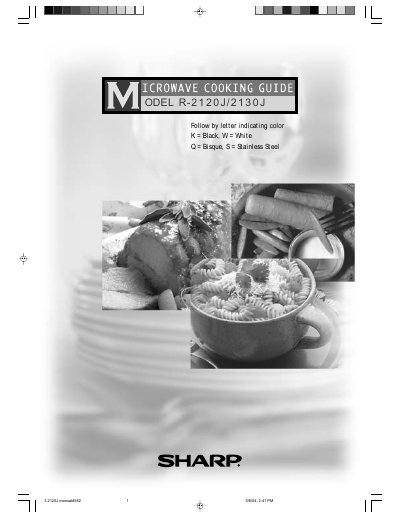 SHARP R-2120JK/JW Operation Manual