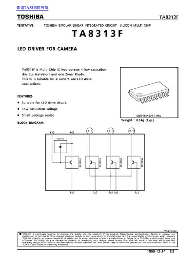 Toshiba TA8313F LED Driver Datasheet - cover page
