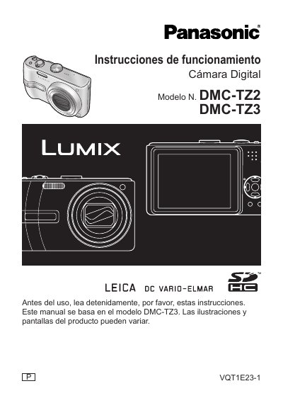 Panasonic DMC-TZ2/TZ3 Digital Camera Operating Instructions - cover page