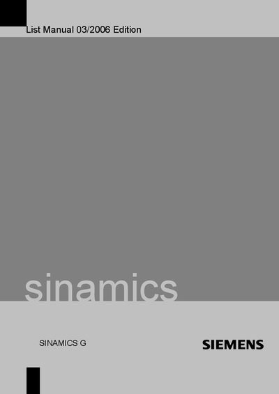 Siemens SINAMICS G List Manual - cover page