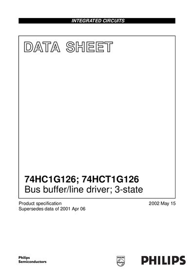 Philips 74HC1G126 / 74HCT1G126 Datasheet - cover page