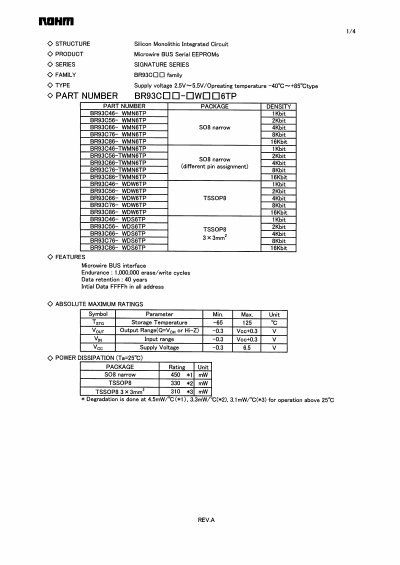 ROHM BR93C46-WDS6TP Serial EEPROM Datasheet