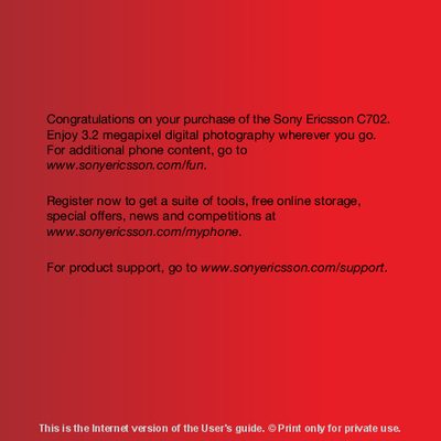 Sony Ericsson C702 User Manual - cover page