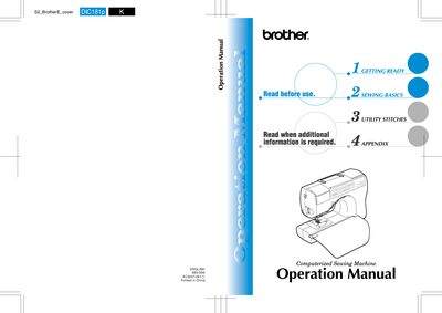 Brother CS5-8060/CS-80 Computerized Sewing Machine Operation Manual - cover page