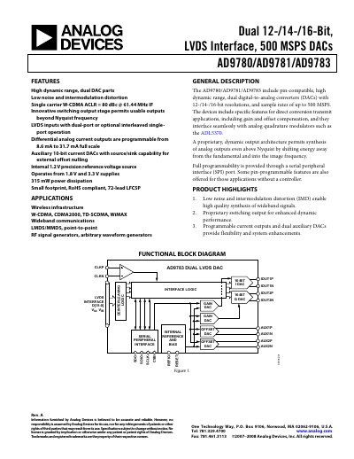 Analog Devices AD9780/AD9781/AD9783 Handbook - cover page