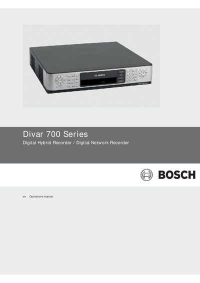 Bosch Divar 700 Series Operations Manual - cover page