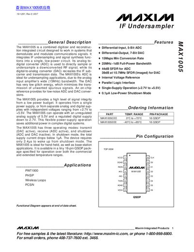 MAX1005 IF Undersampler Datasheet - cover page