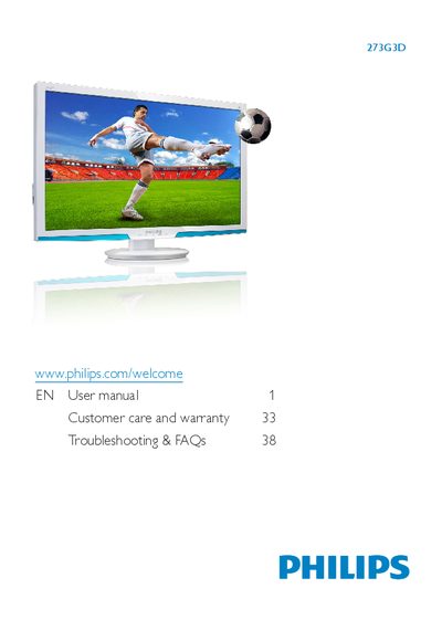 Philips 273G3D Monitor User Manual - cover page