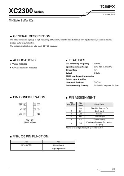 Torex XC2300 Series Tri-State Buffer IC Datasheet - cover page