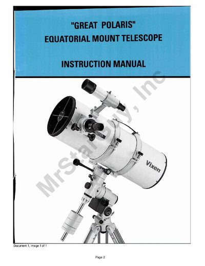 Great Polaris Equatorial Mount User Manual - cover page