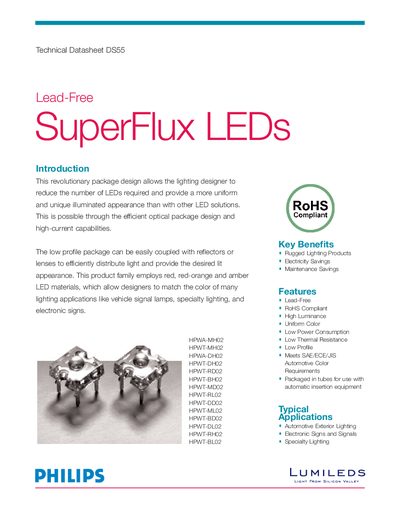 Philips Lumileds DS55 Lead-Free SuperFlux LEDs Datasheet - cover page