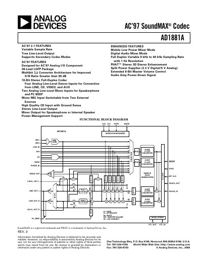 Analog Devices AD1881A Audio Codec Handbook