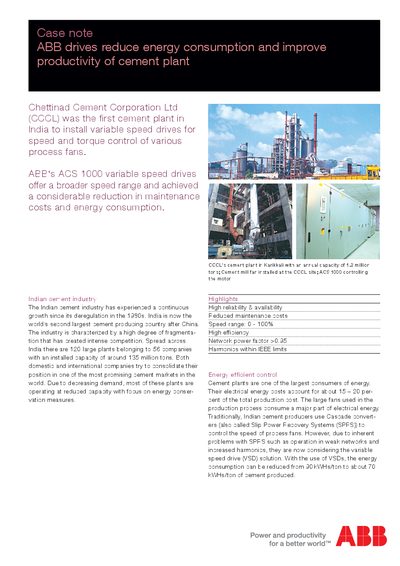 ABB ACS 1000 Variable Speed Drive Product Leaflet - cover page