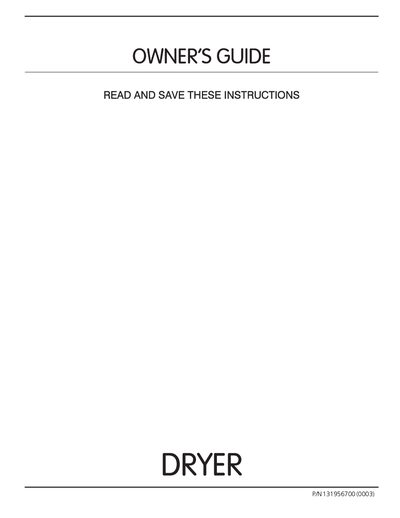 White Consolidated Industries Dryer Owner's Guide - cover page