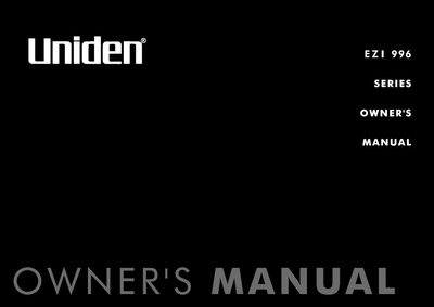 Uniden EZI 996 Series Cordless Telephone Owner's Manual - cover page