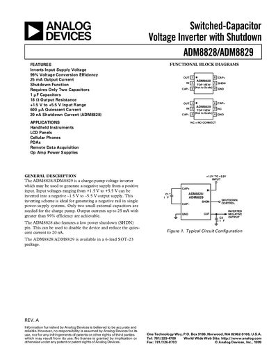 Analog Devices ADM8828/ADM8829 Datasheet Rev A - cover page