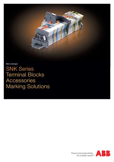 ABB SNK Series Terminal Blocks Accessories and Marking Solutions Catalog - cover page