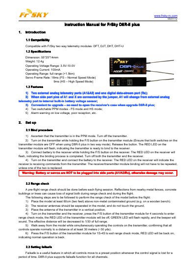 FrSky D8R-II Plus Instruction Manual - cover page