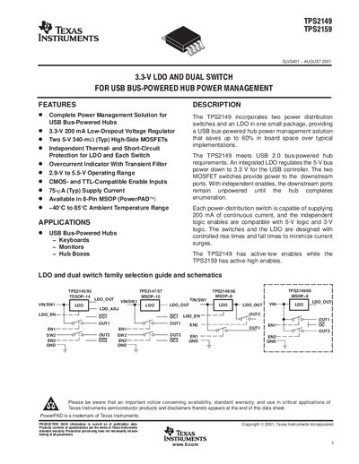 Texas Instruments TPS2149/TPS2159 Datasheet - cover page