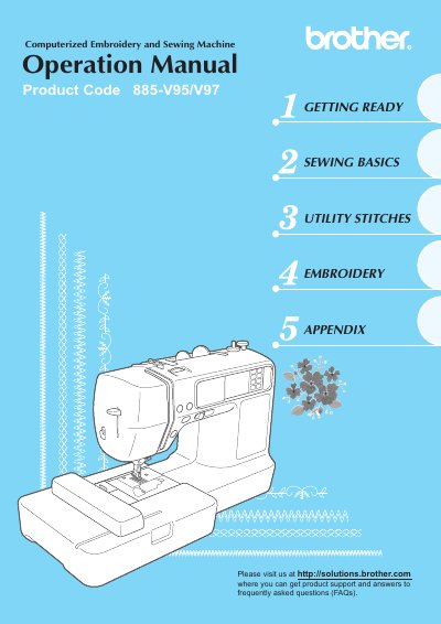 Brother 885-V95/V97 Computerized Embroidery and Sewing Machine Operation Manual - cover page