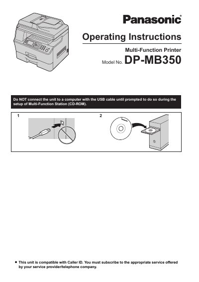 Panasonic DP-MB350 Multifunction Printer User Manual - cover page