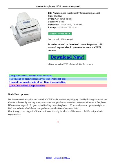 Canon FAXPHONE L170 User Manual - cover page