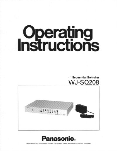Panasonic WJ-SQ208 Sequential Switcher Operating Instructions - cover page