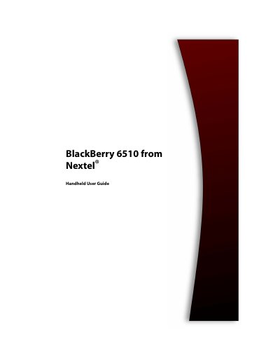 BlackBerry 6510 Handheld User Guide - cover page