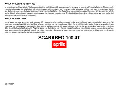 aprilia 852695 Scarabeo 100 4T UK-NL MY 2007 Manual - cover page