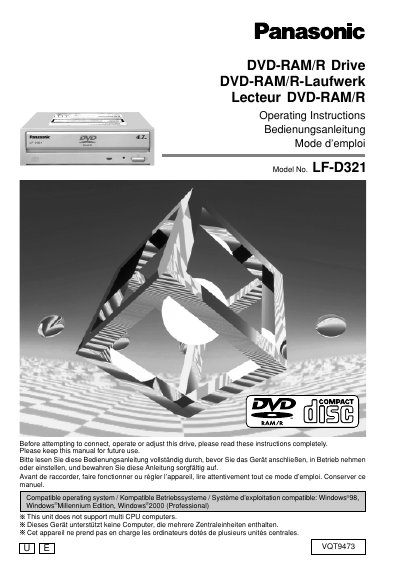 Panasonic LF-D321 DVD-RAM/R Drive Operating Instructions