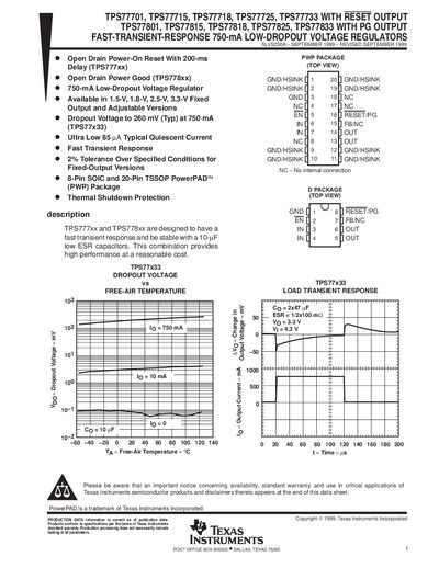TEXAS INSTRUMENTS TMS77701 Data Sheet - cover page