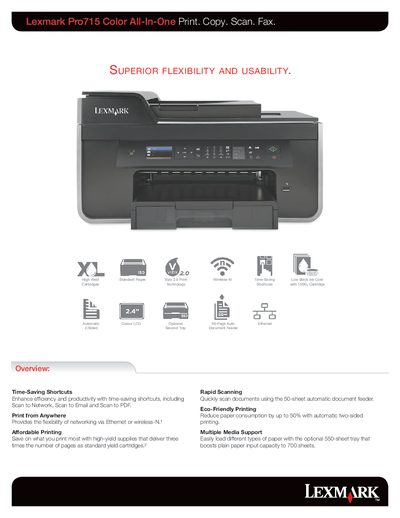 Lexmark Pro715 All-In-One Printer User Manual - cover page