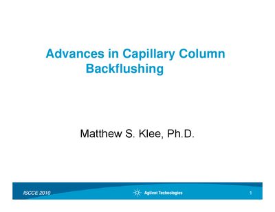Agilent Capillary Column Backflushing Technical Presentation - cover page