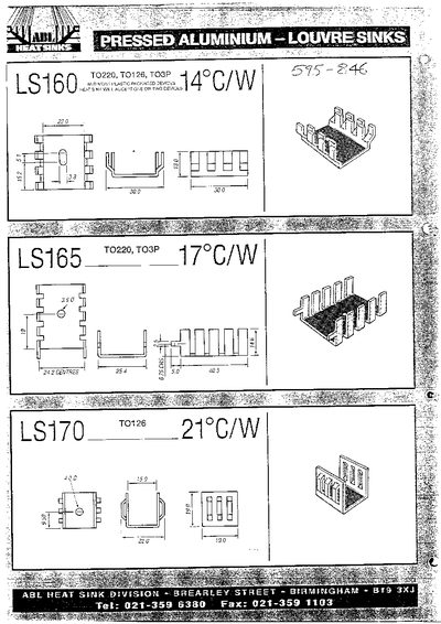 ABL HEATSINKS LS160 LS165 LS170