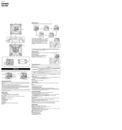 Casio GQ-500 Clock User Manual - cover page